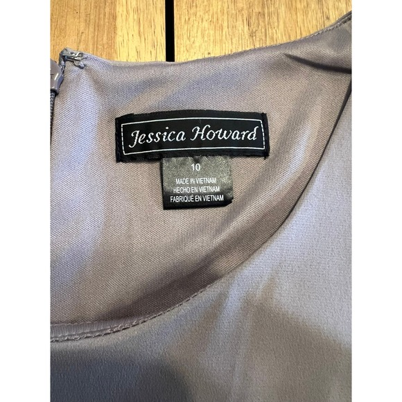 Jessica Howard Womens 10 Taupe Floral Sequin Dress and Jacket Set 2 Piece Midi - Picture 4 of 7